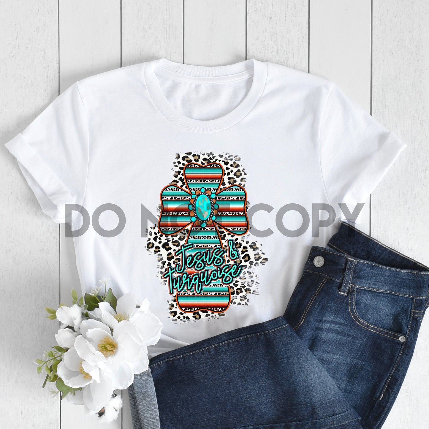 Jesus and turquoise Sublimation print