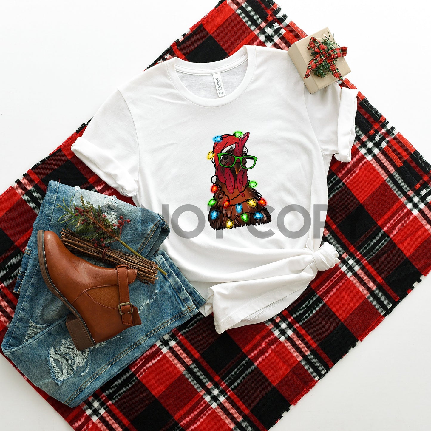 Christmas chicken Rooster Sublimation print