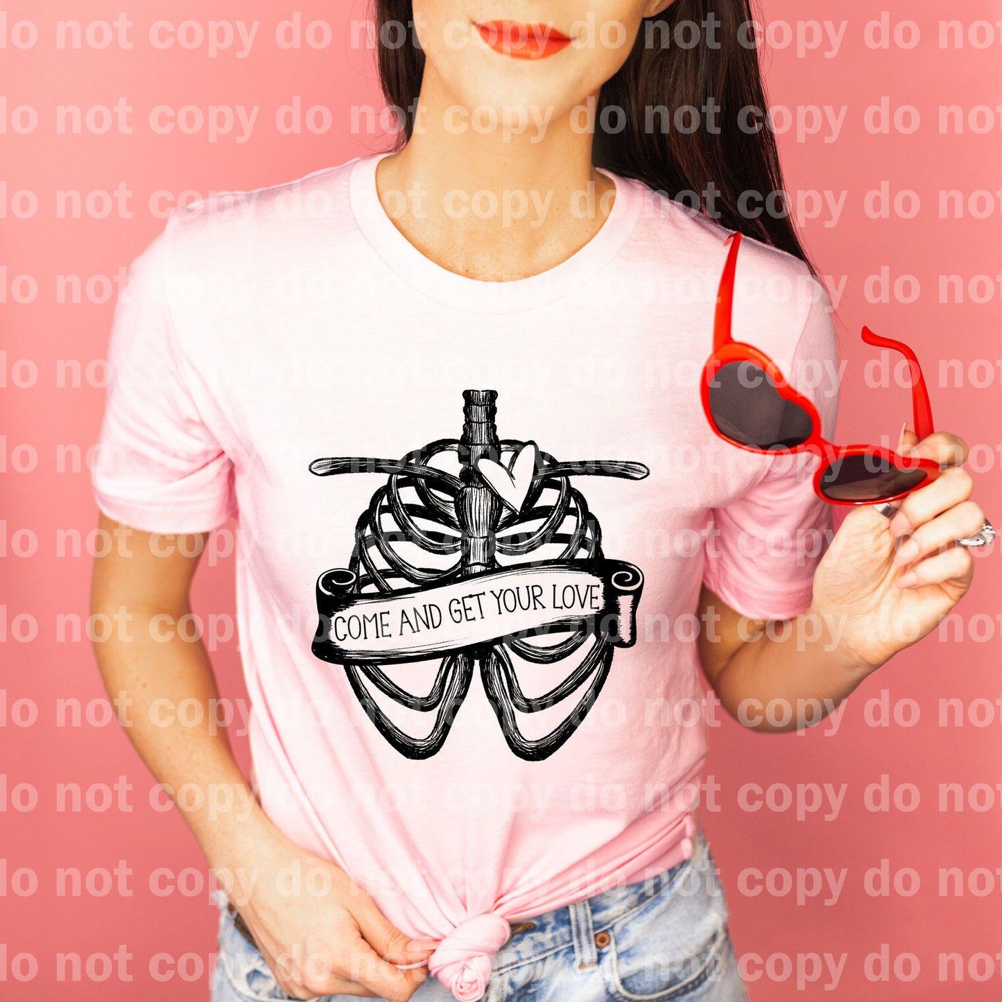 Come And Get Your Love Ribs BLACK INK one color Screen print transfer