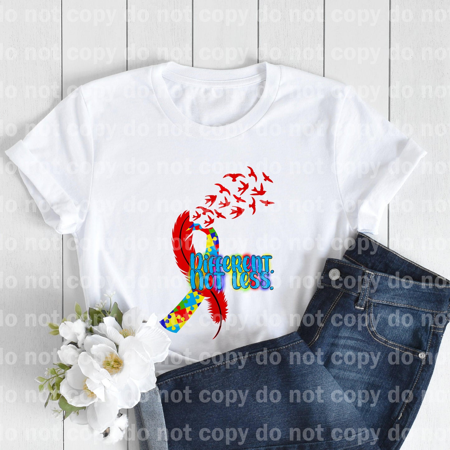Different Not Less Autism Feather Sublimation Print