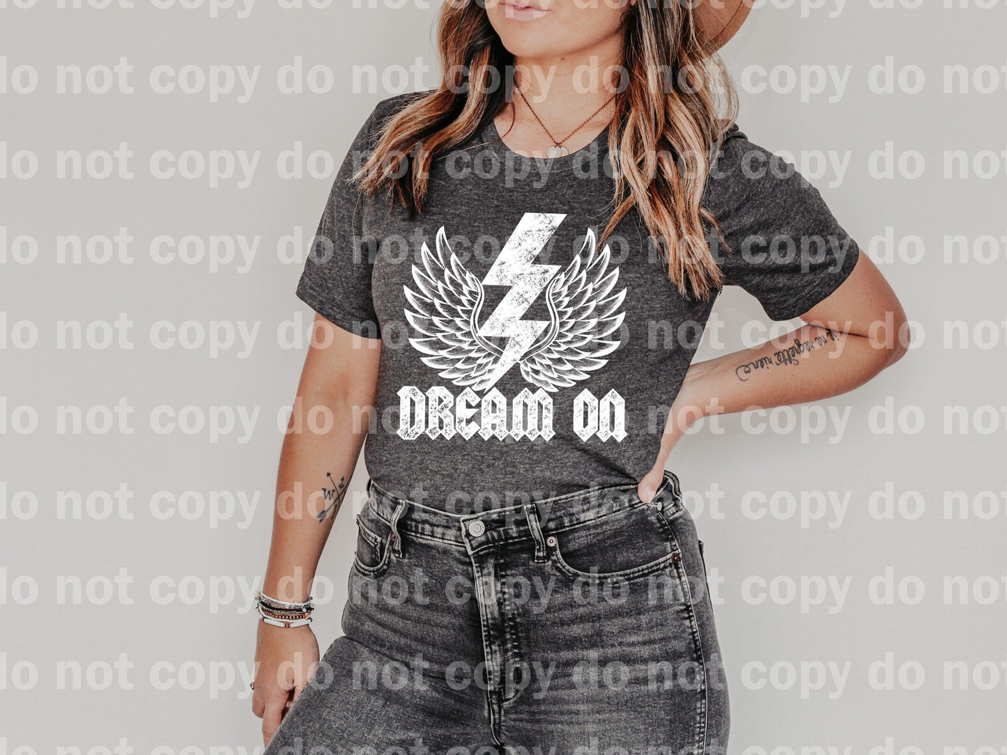 Dream on Wings y Lightning Bolt TINTA BLANCA transferencia de serigrafía de un color