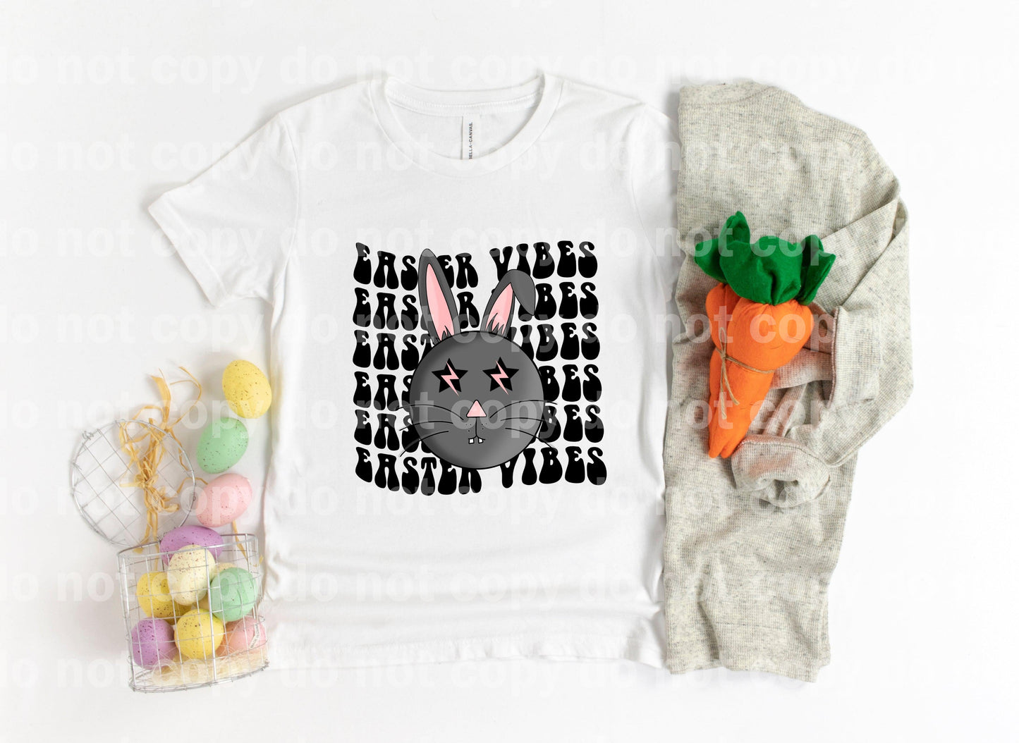 Easter Vibes Wavy Font Bunny Head Sublimation print