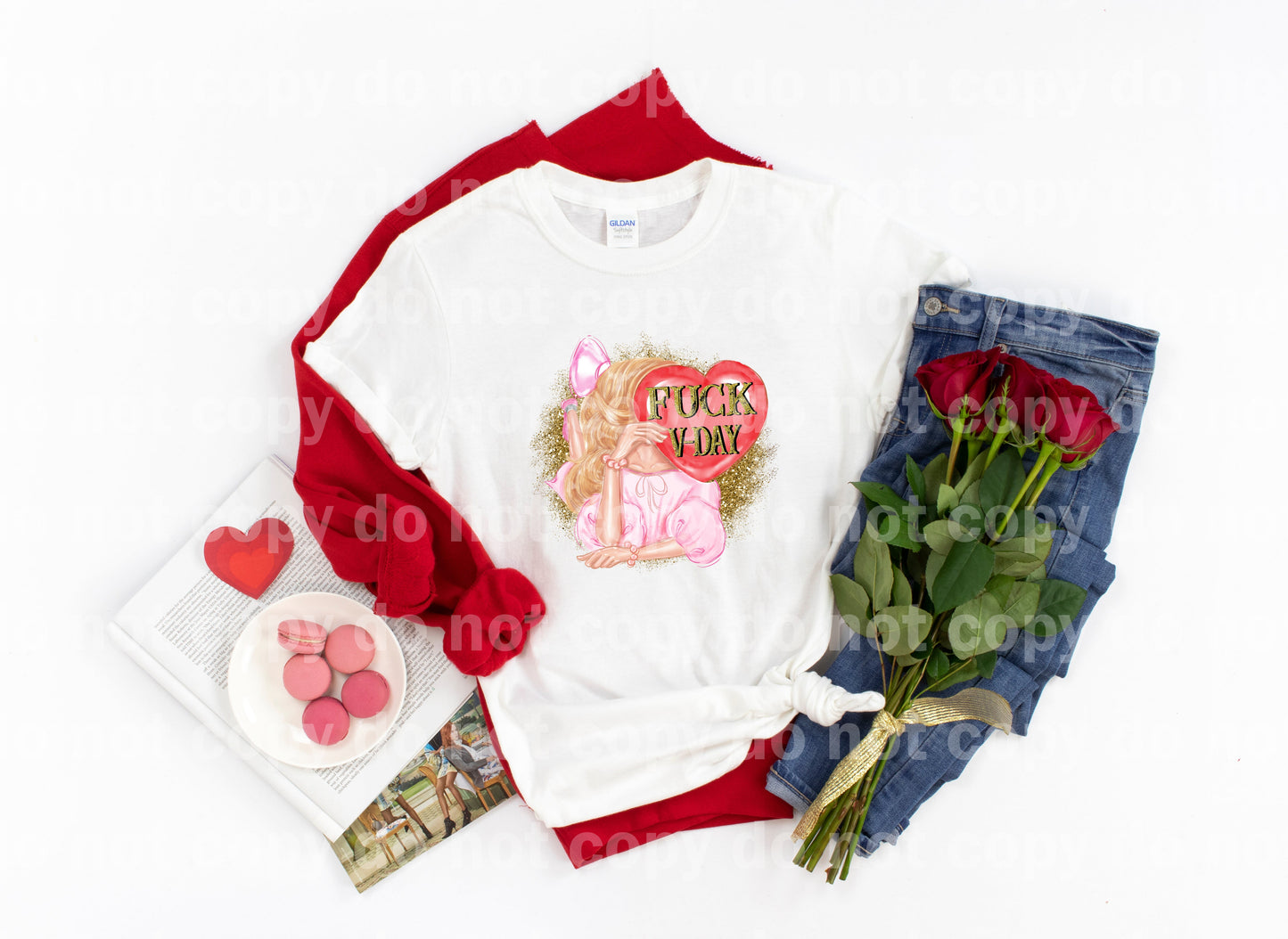 Fuck V-Day Heart Gold Glitter Dream Print or Sublimation Print