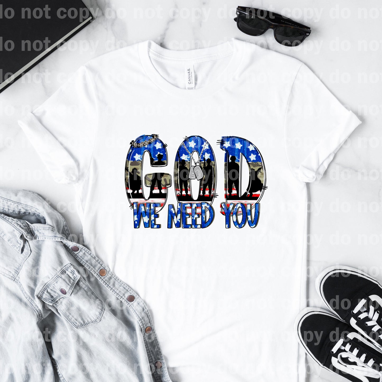 God We Need You USA Flag Dream Print or Sublimation Print