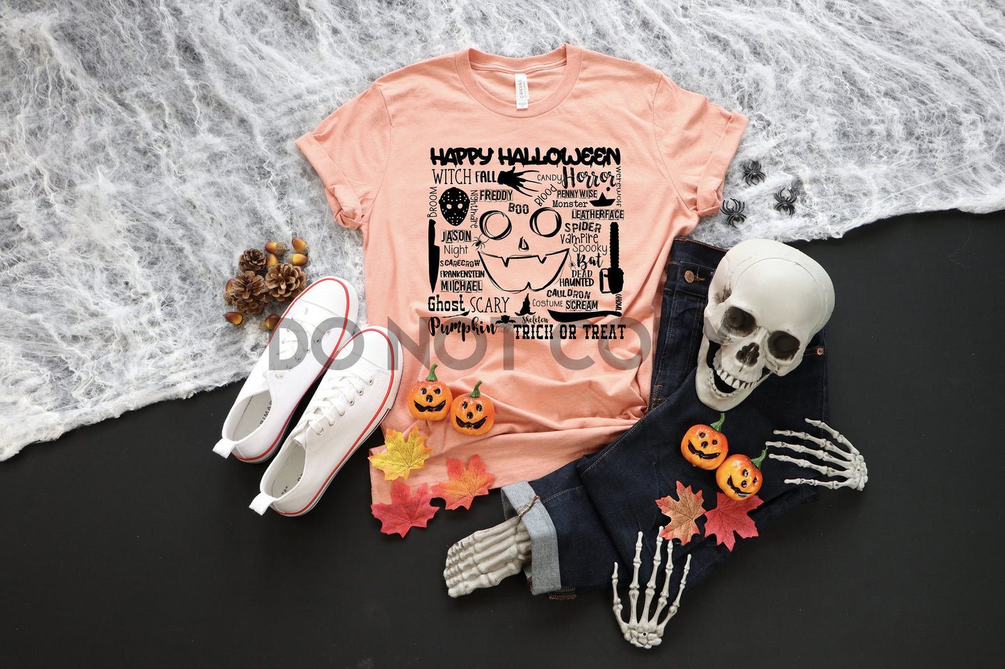 Halloween Collage BLACK INK one color Screen print transfer