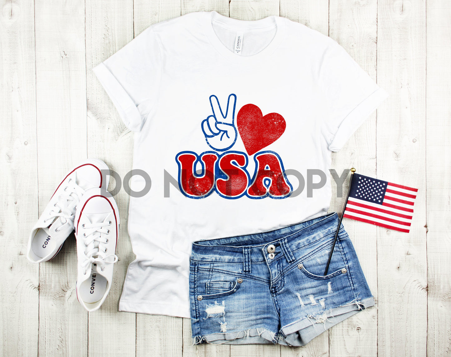 Peace Love USA Red Fill Sublimation print