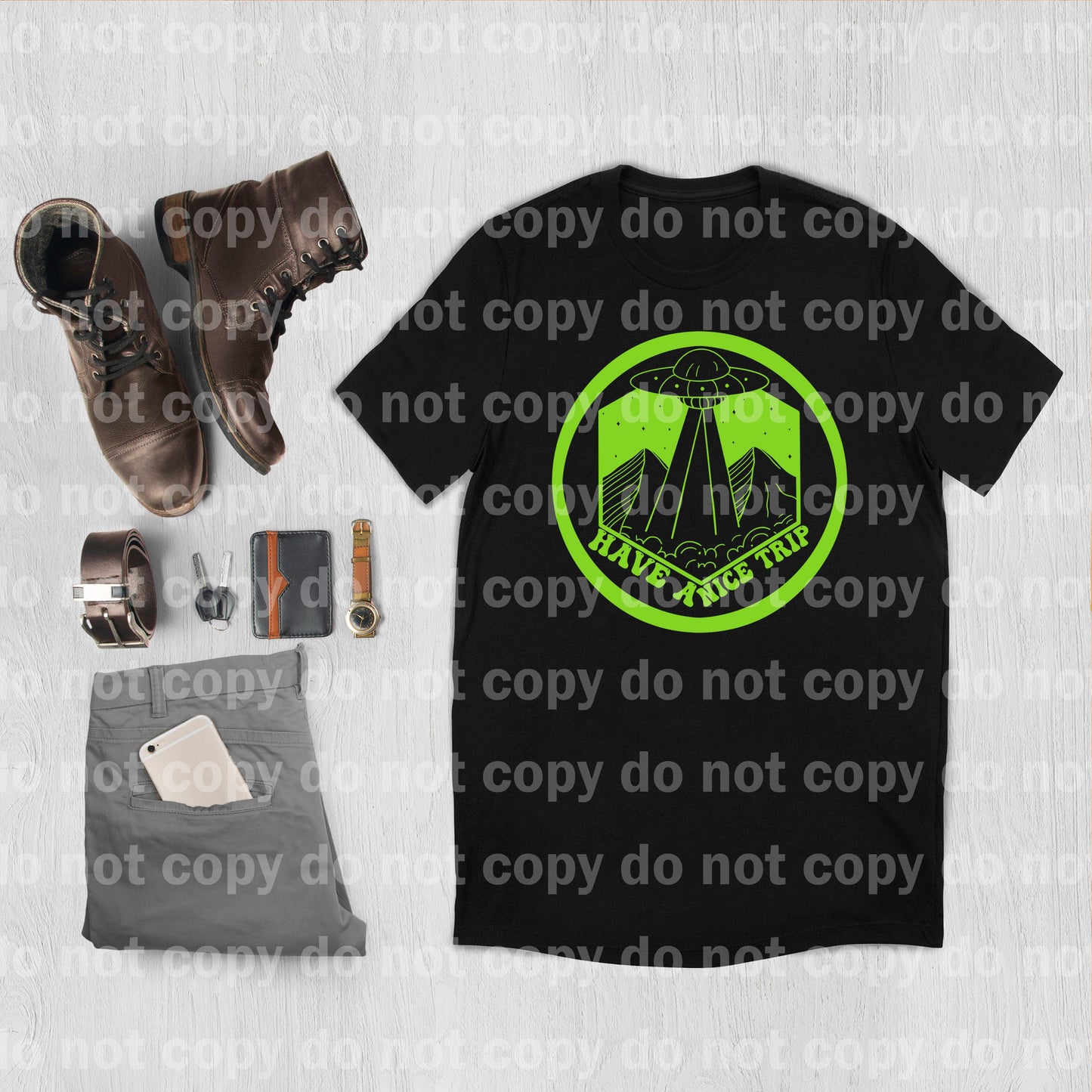 Have A Nice Trip GREEN INK one color Screen print transfer