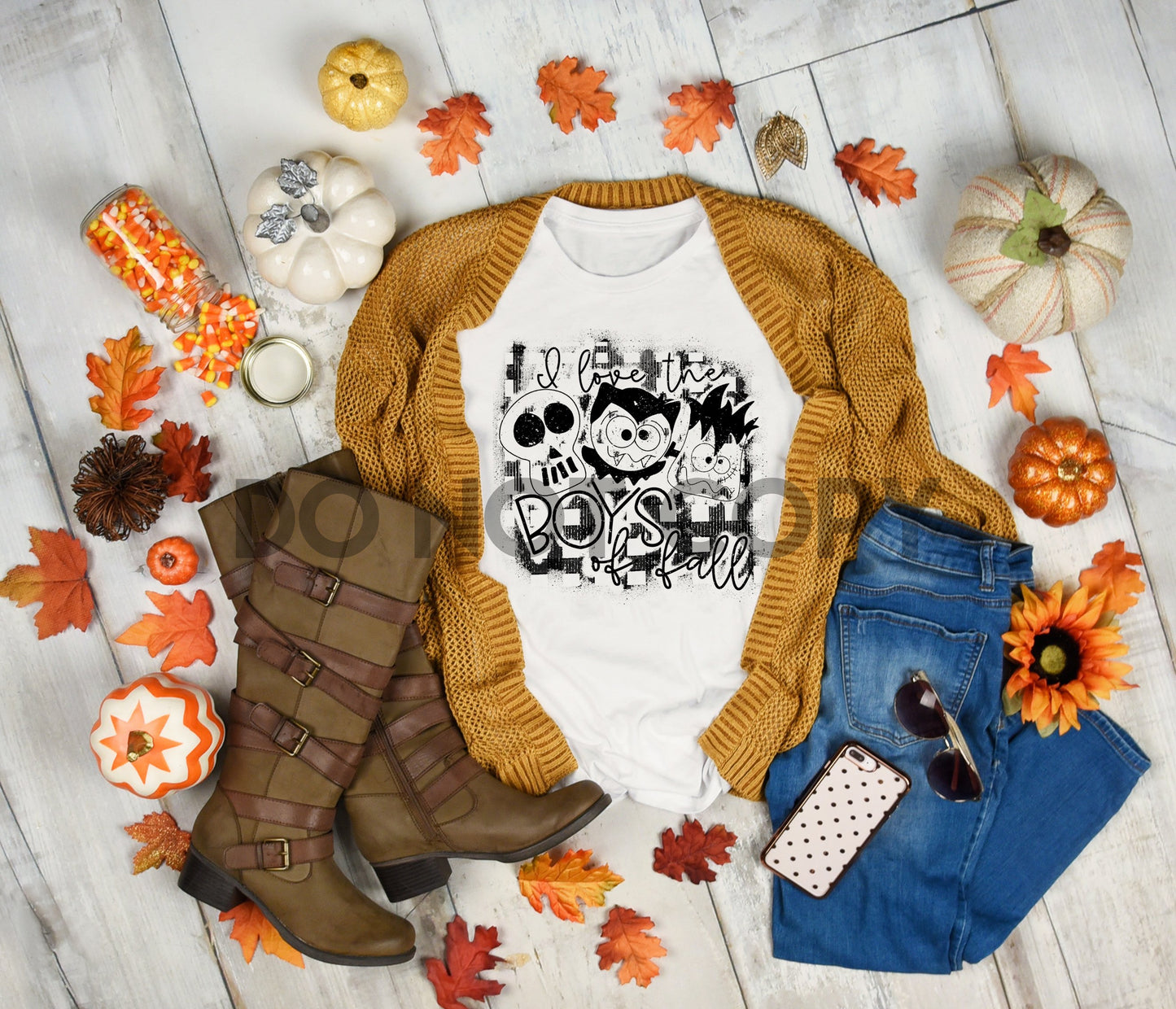 I love the Boys of fall scary horror characters funny halloween adult youth one color Screen print transfer