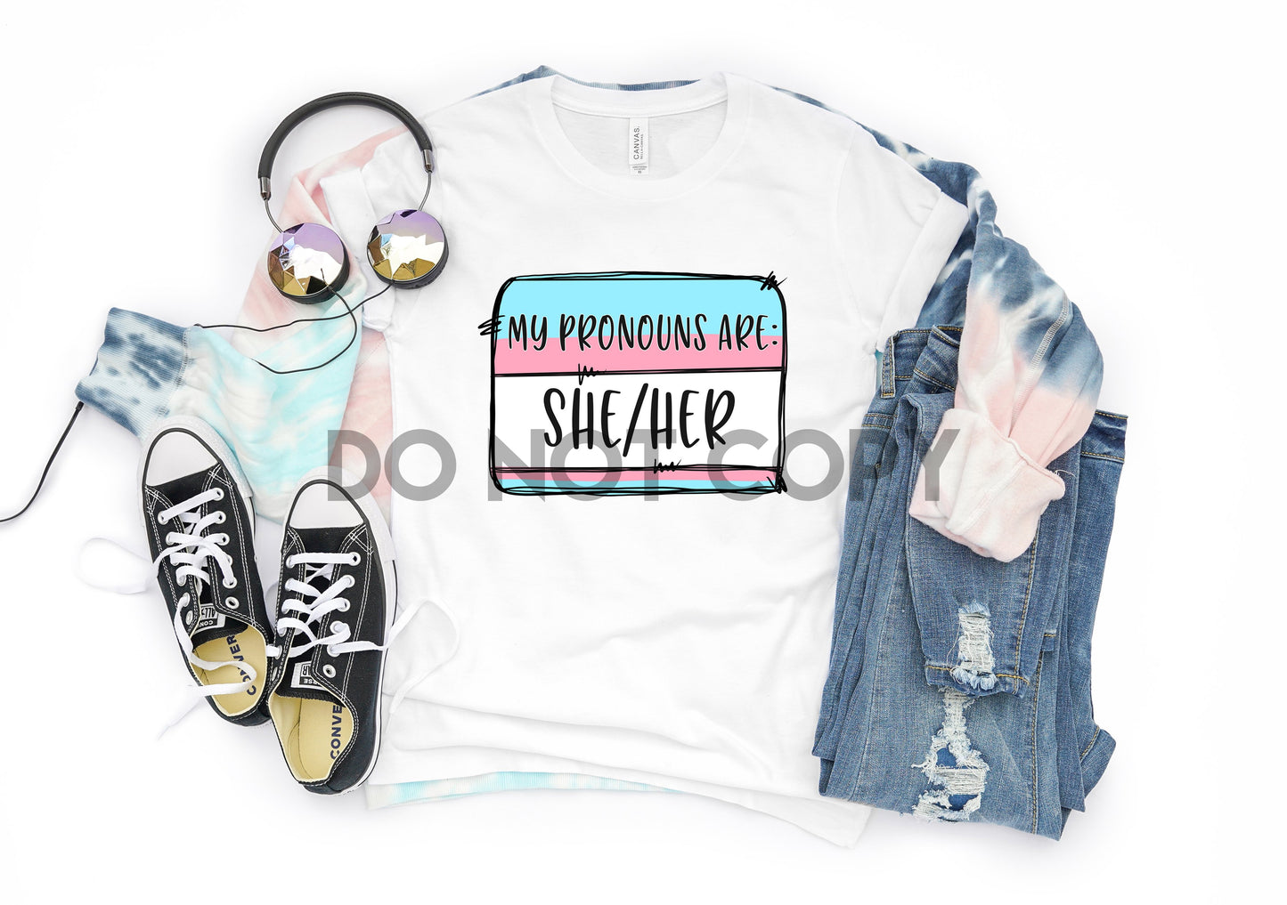 My Pronouns Are She/Her Trans Flag Sublimation Print