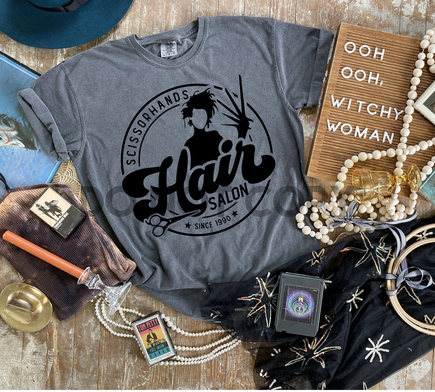 Edward Hair Salon Adulto TINTA BLANCA y NEGRA transferencia de serigrafía de un color