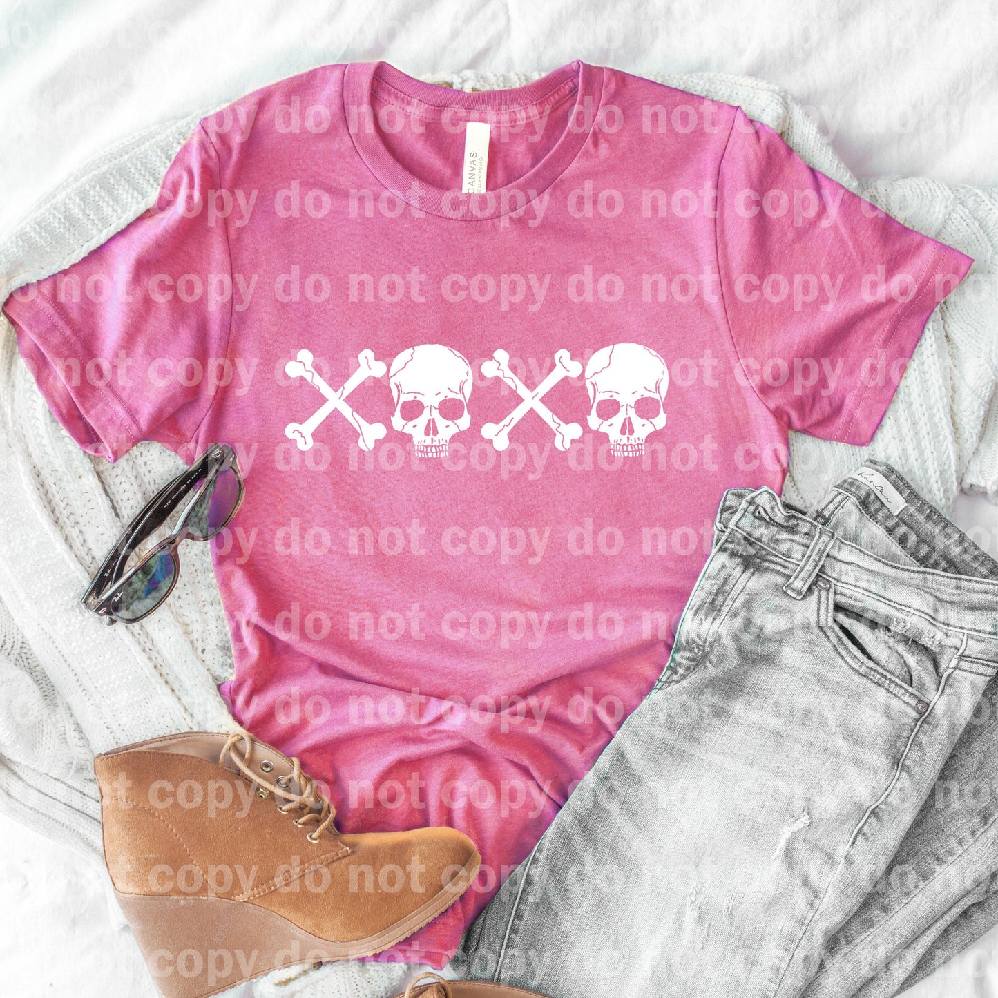 Skull Xoxo TINTA BLANCA un color Serigrafía transfer