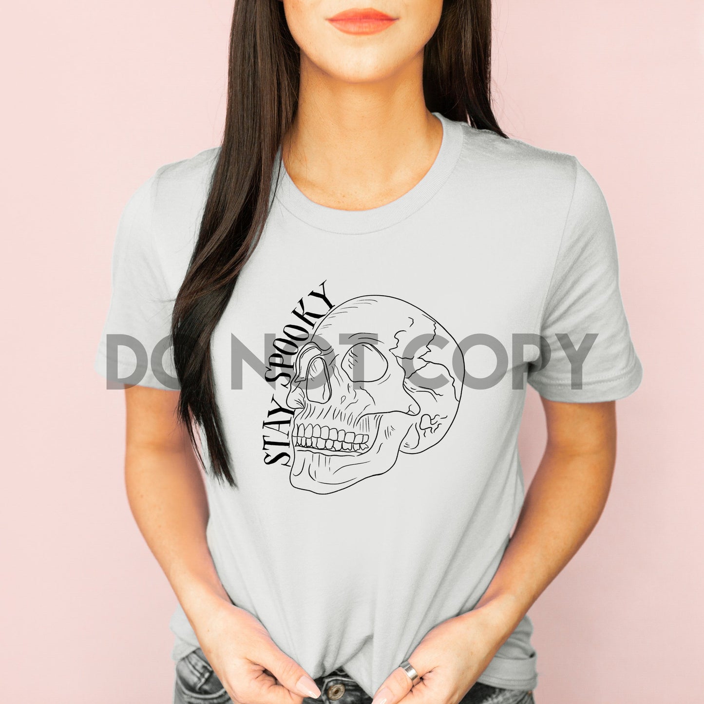 Stay Spooky Skull BLACK INK one color Screen print transfer