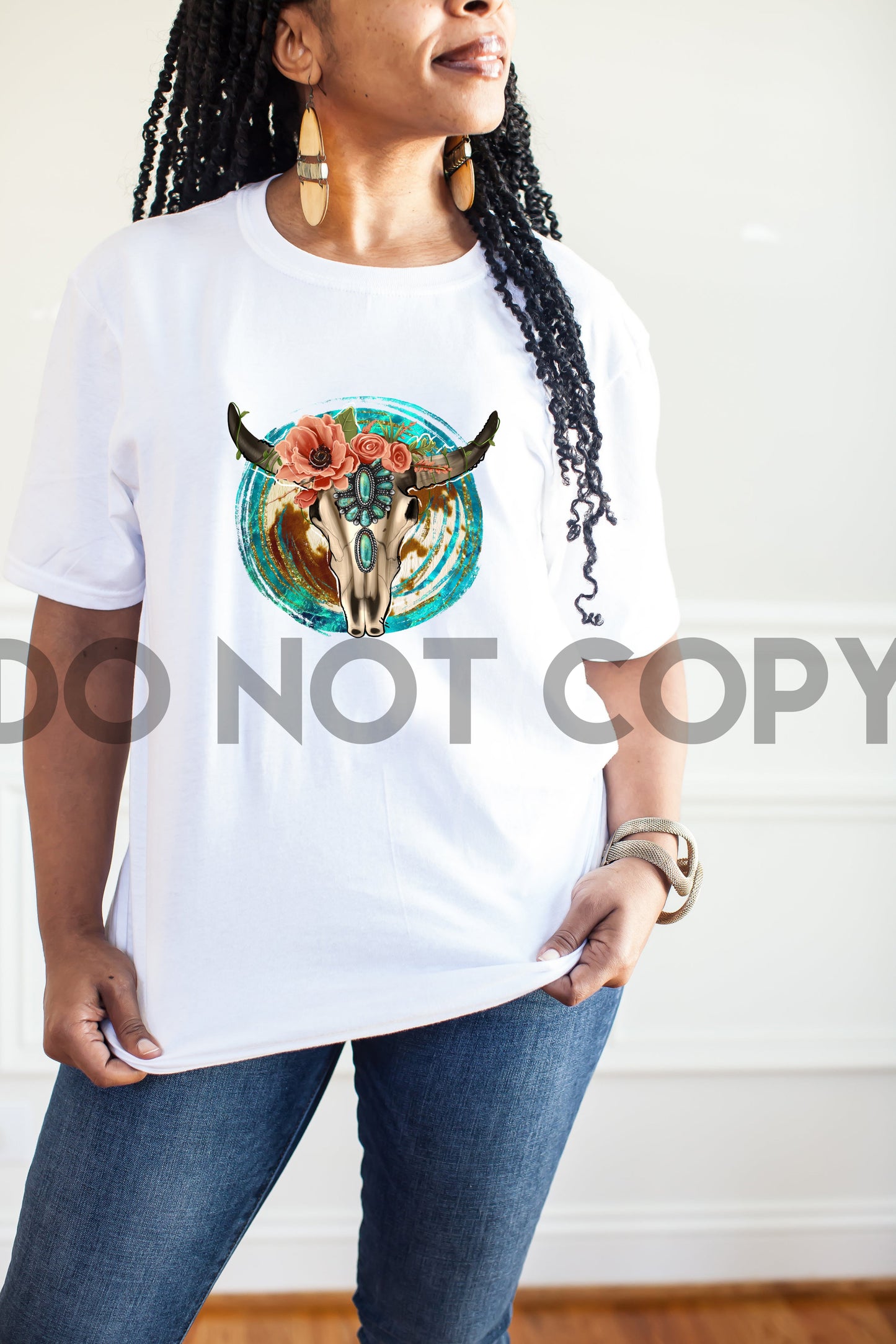 Western Boho Bull Skull Sublimation Print