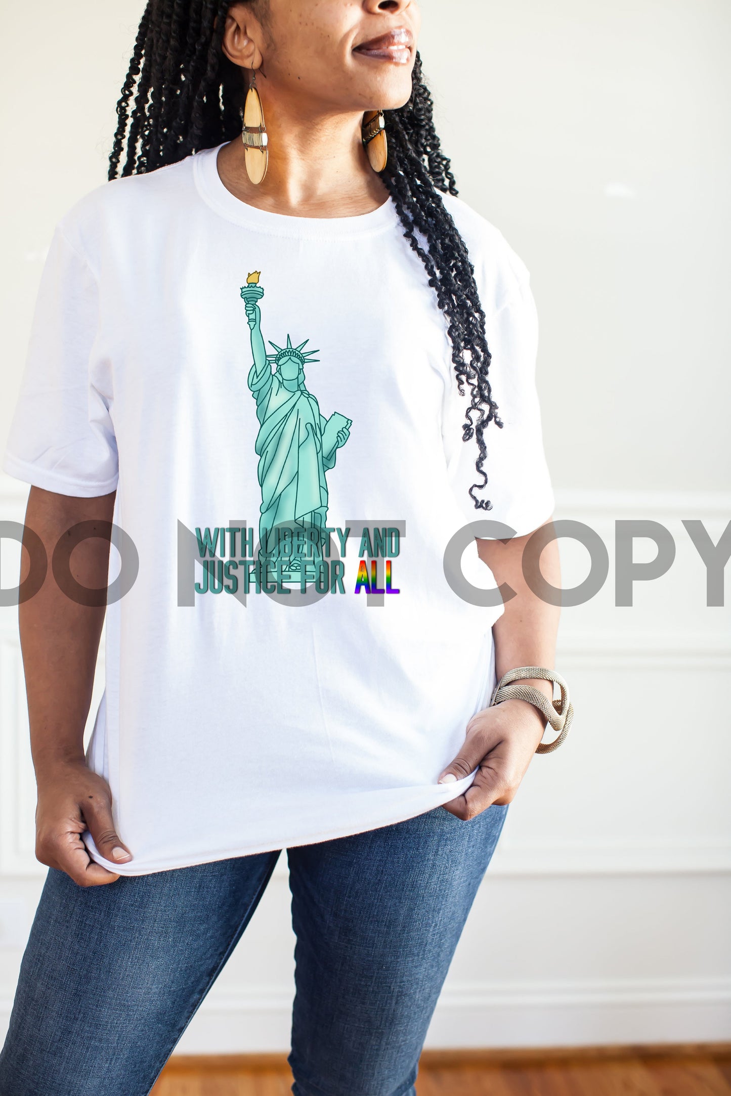 With Liberty And Justice For All Rainbow Sublimation Print