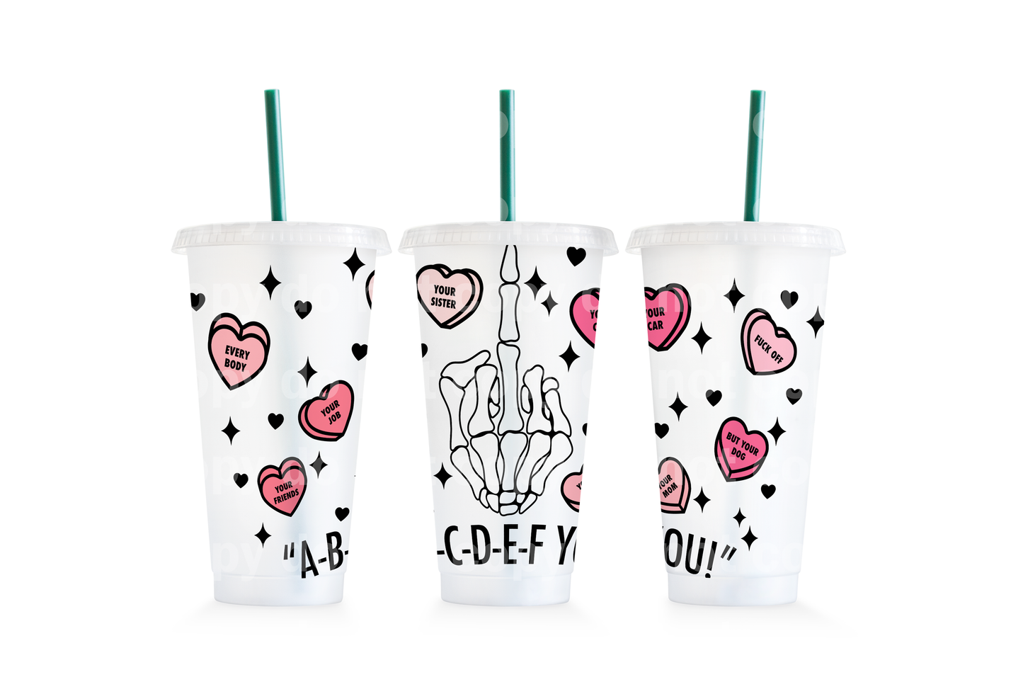 A B C D E F You Middle Finger Cup Wrap 24oz Cold Cup Wrap