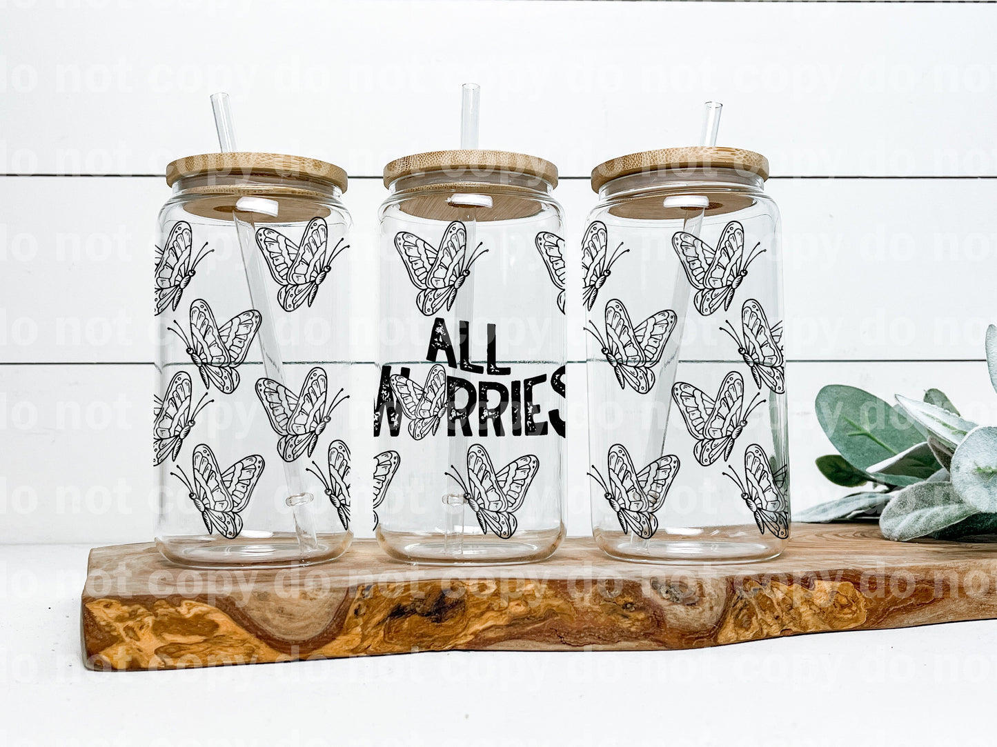 All Worries Butterfly 16oz Cup Wrap