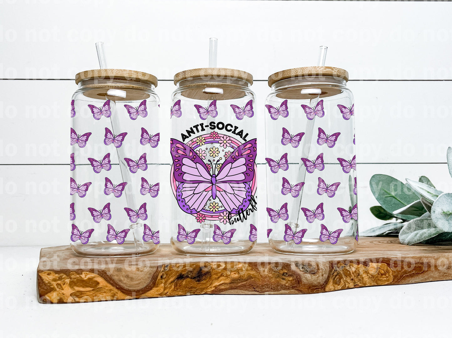 Anti Social Butterfly Purple 16oz Cup Wrap