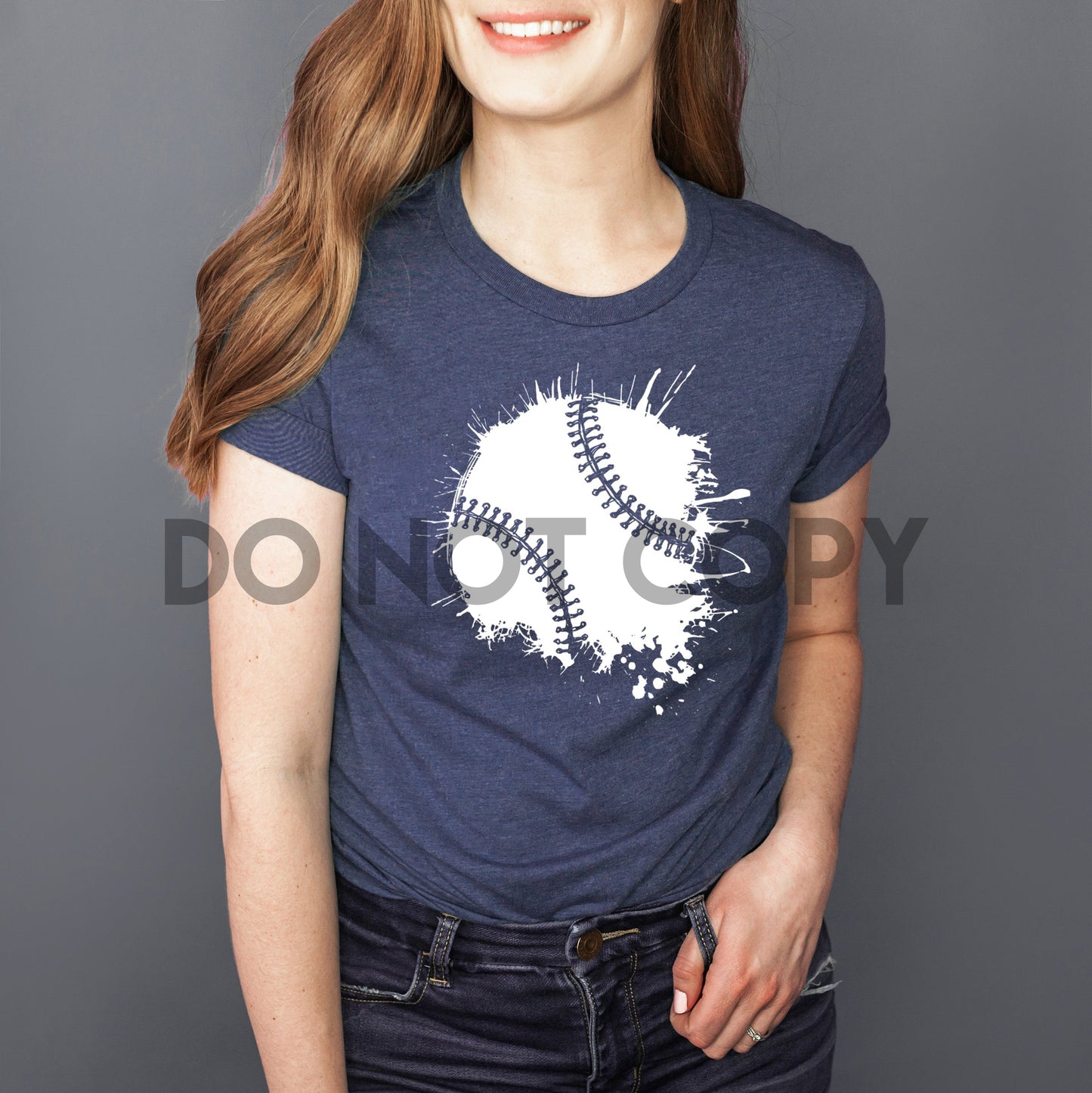 Baseball splatter one color WHITE INK Screen print transfer