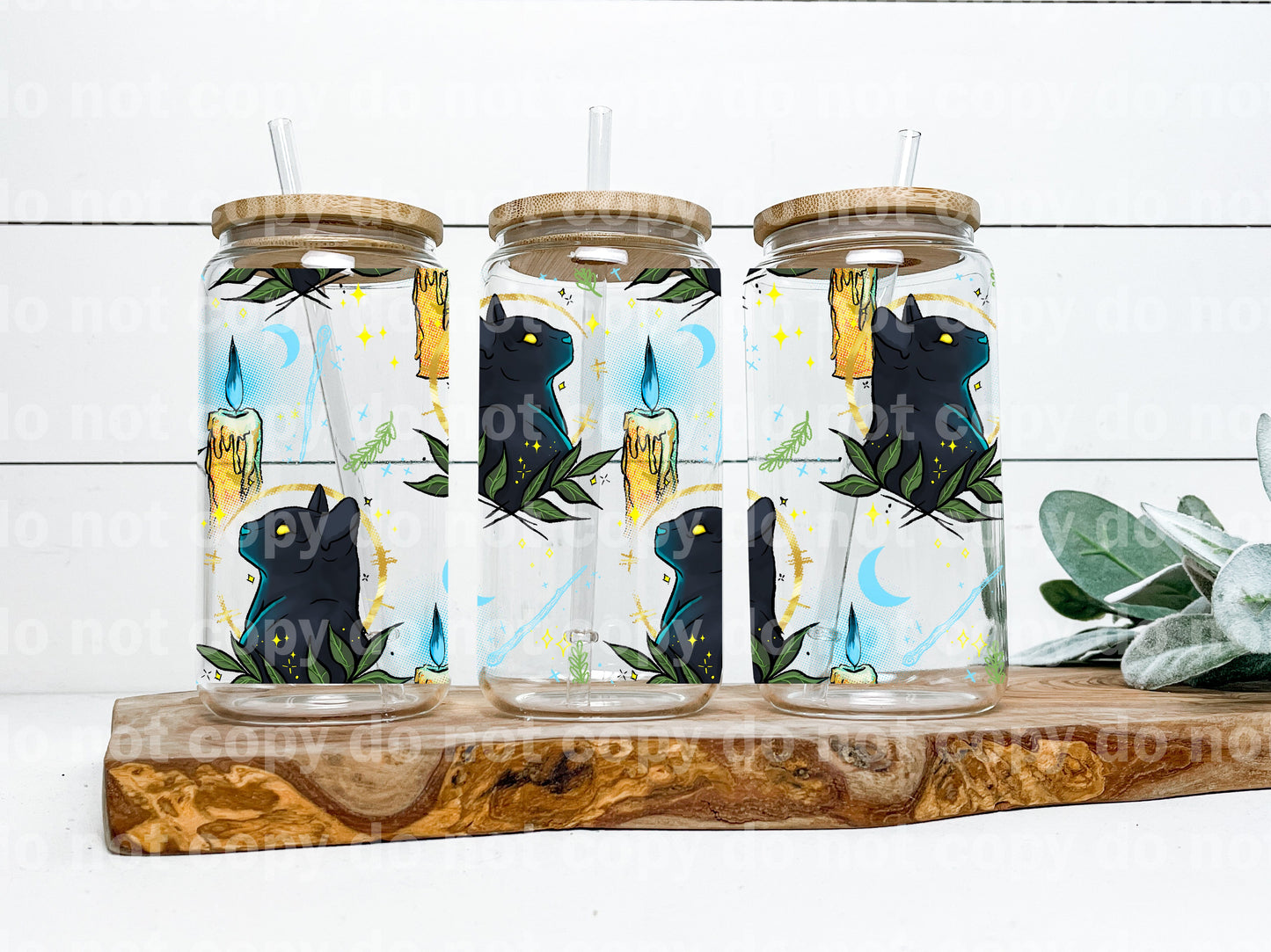 Black Cat And Candles 16oz Cup Wrap