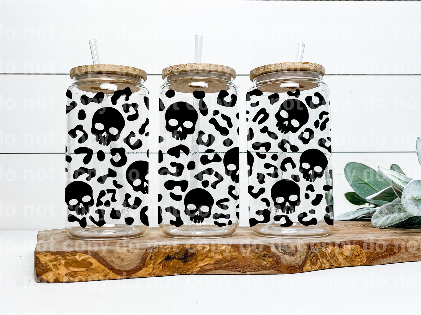 Black Skellies cheetah leopard print 16oz Cup Wrap