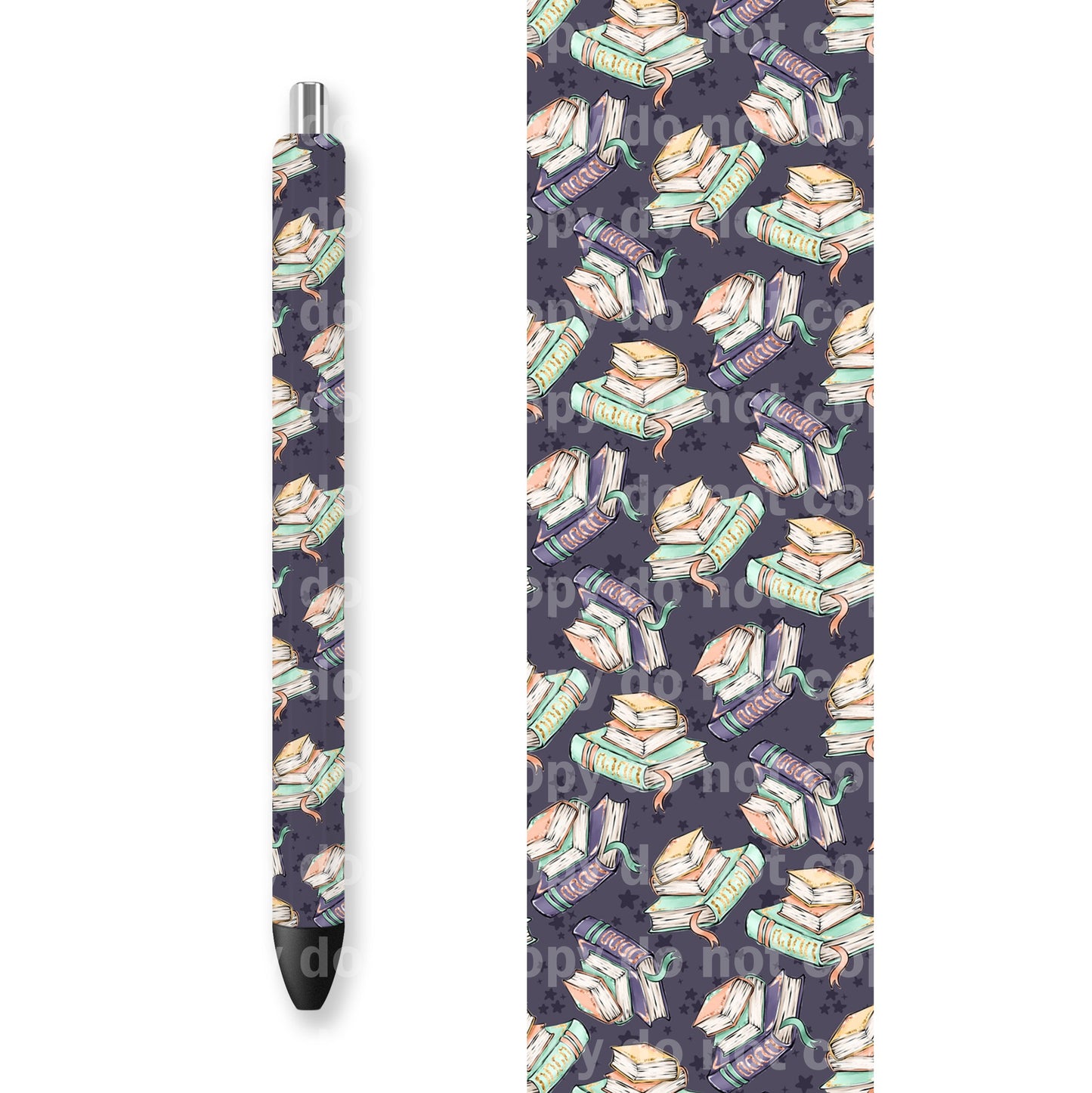 Books Purple Background Pen Wrap
