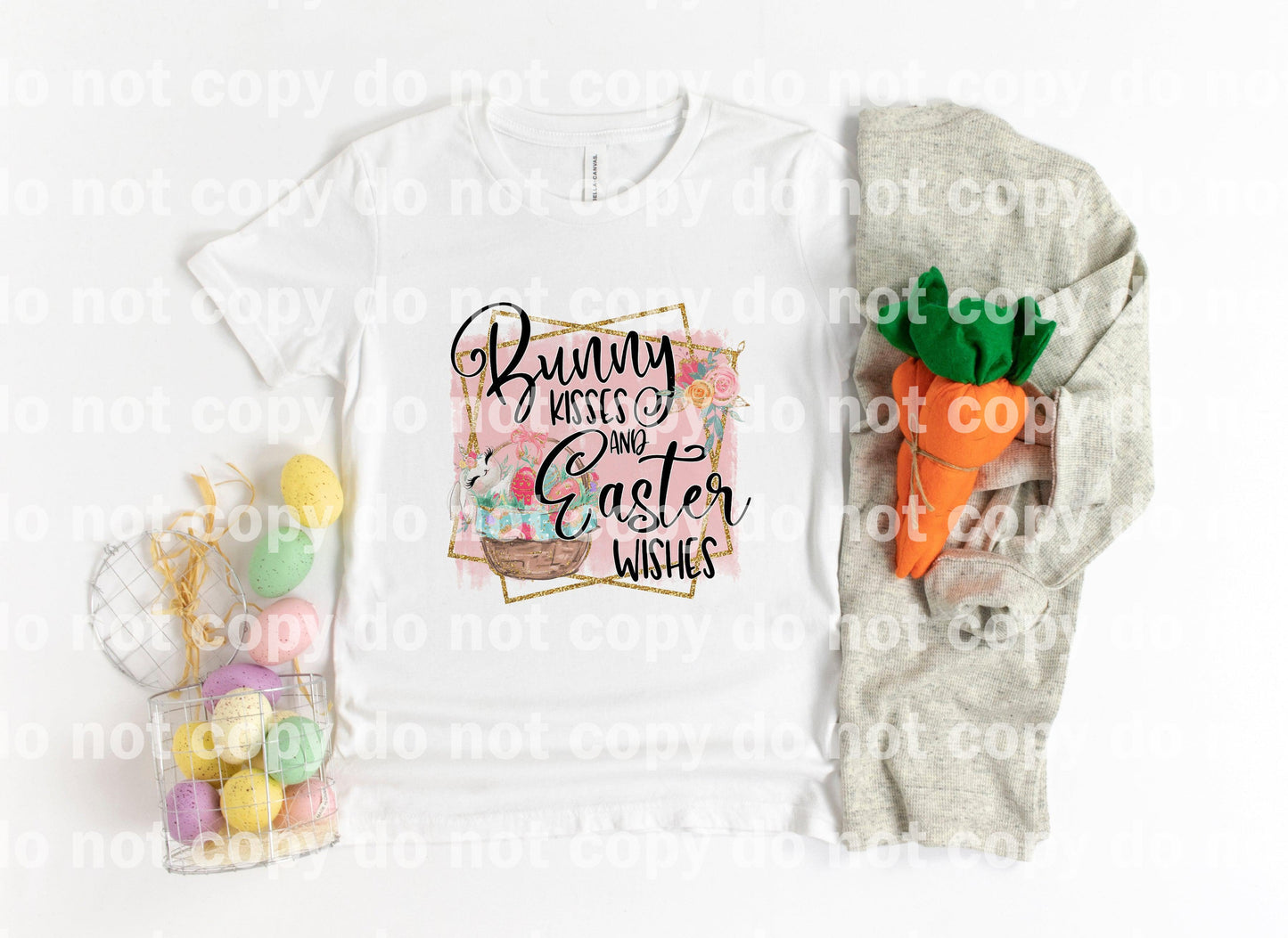 Bunny Kisses and Easter Wishes Pink Background Dream Print or Sublimation Print