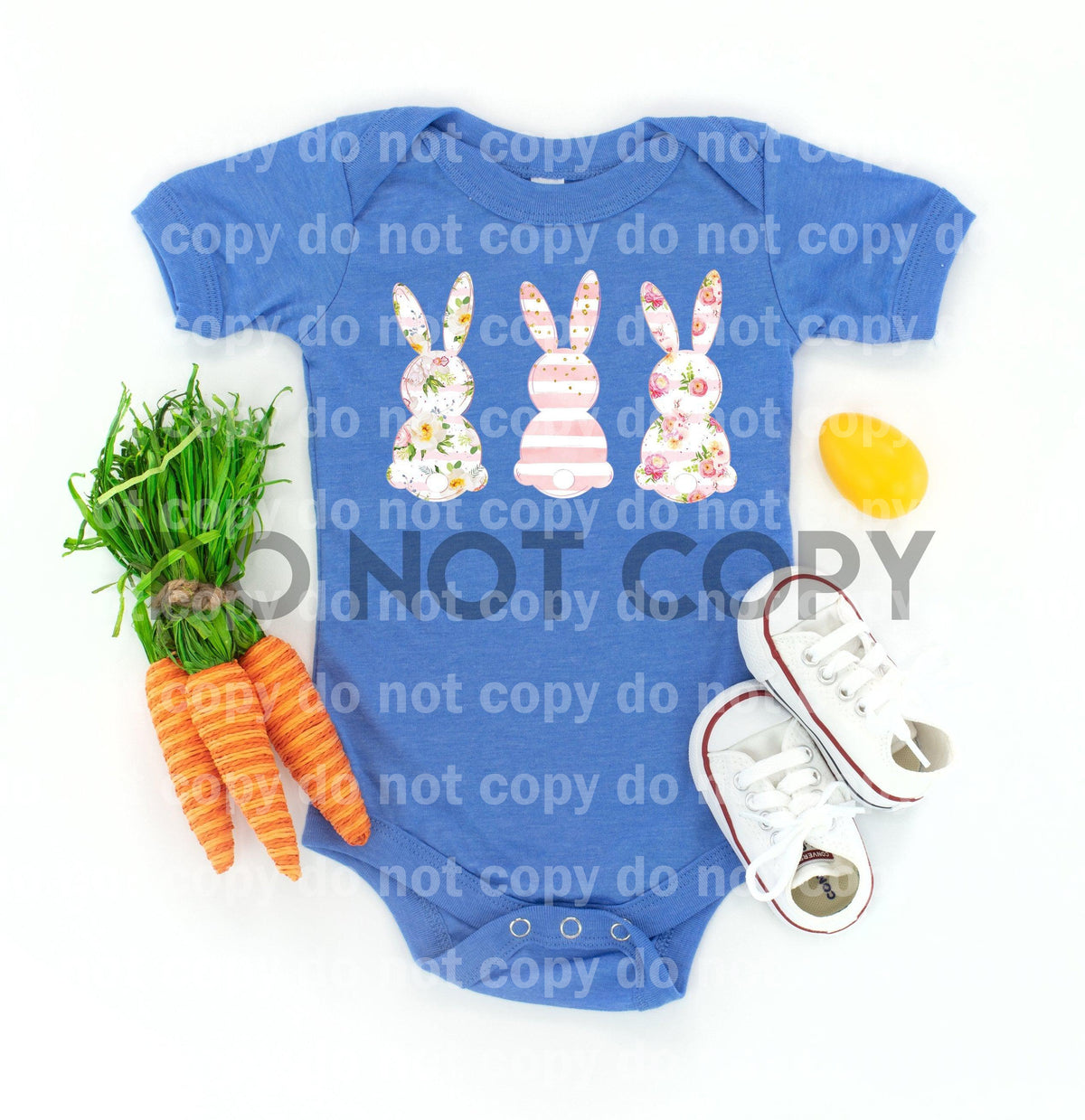 Floral pattern bunny trio Easter spring Dream print transfer