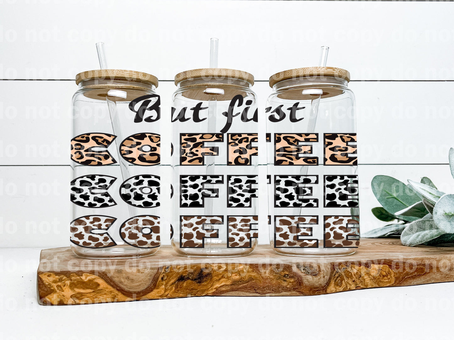 But First Coffee Leopard Print 16oz Cup Wrap