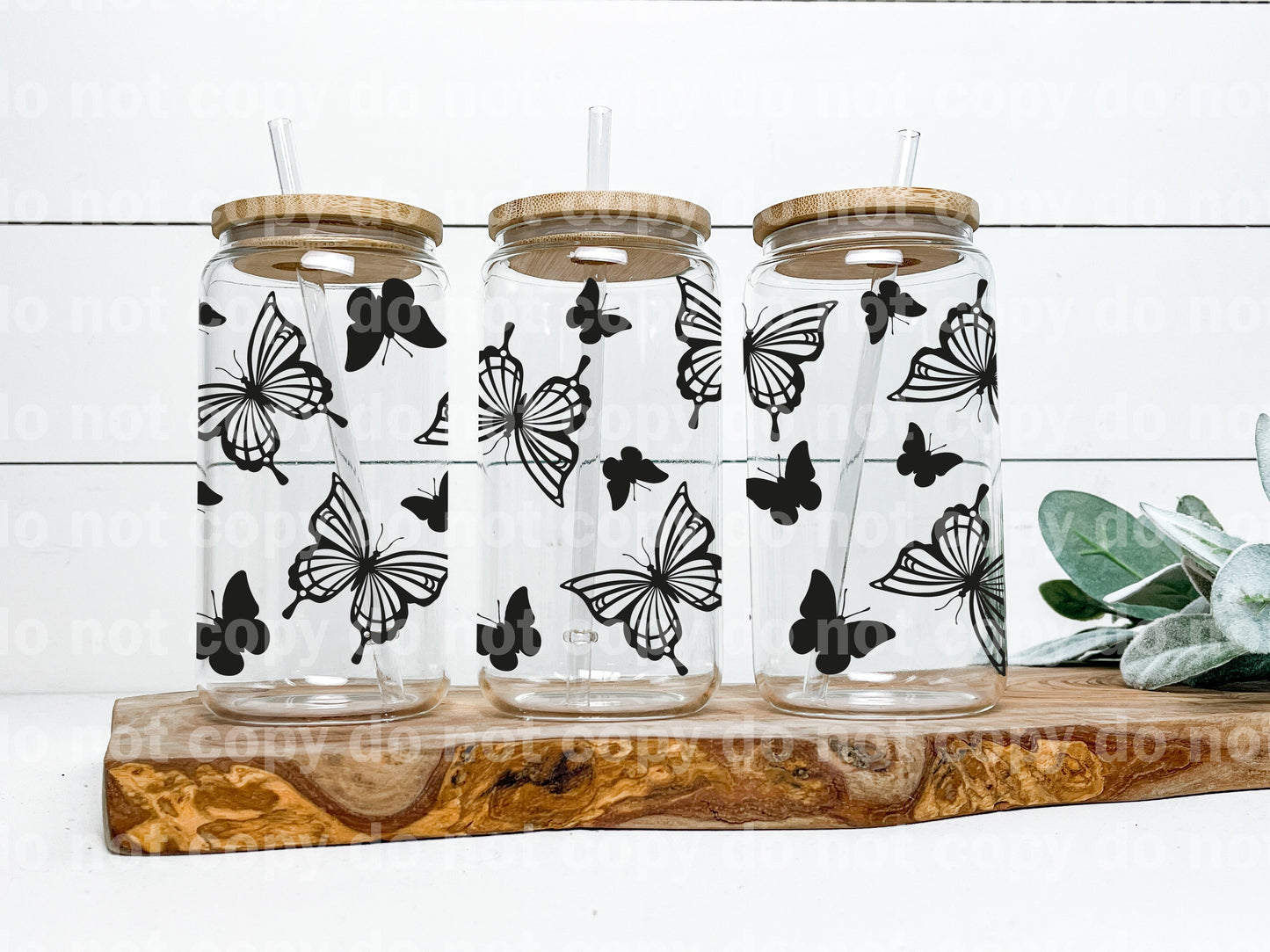 Black Butterflies 16oz Cup Wrap