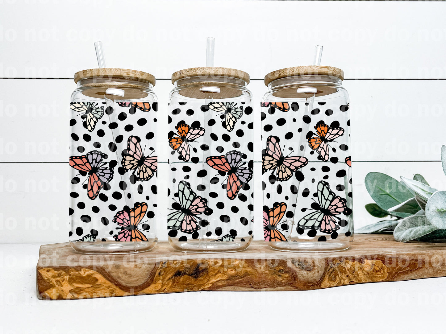 Butterflies Glitter Pattern 16oz Cup Wrap