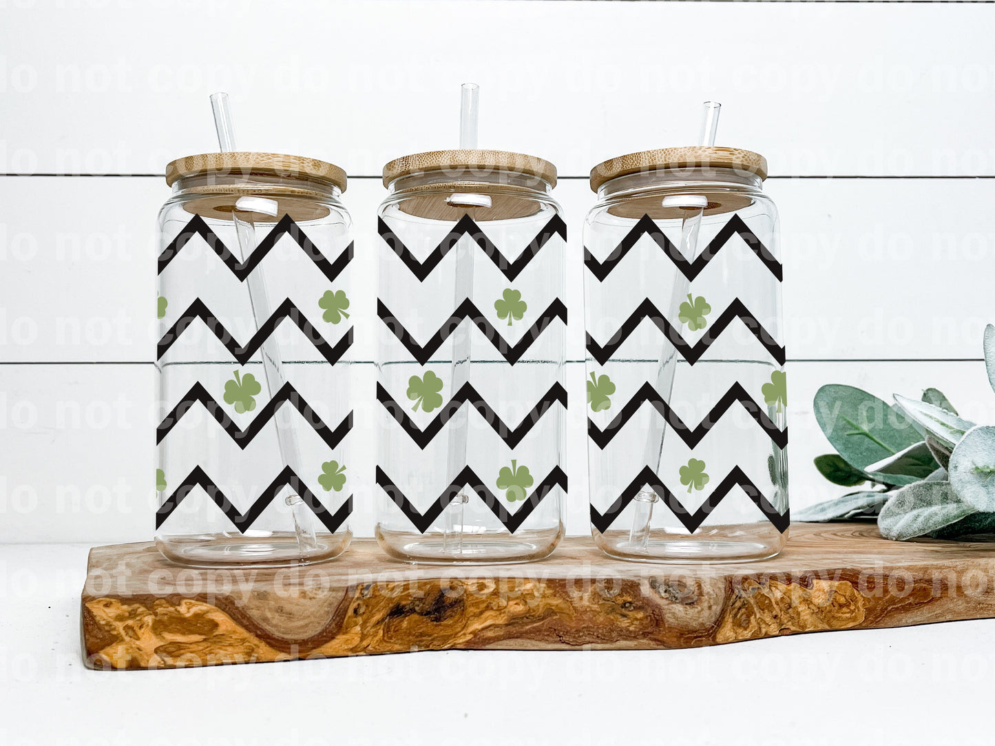 Chevron Shamrock St. Patrick 16oz Cup Wrap
