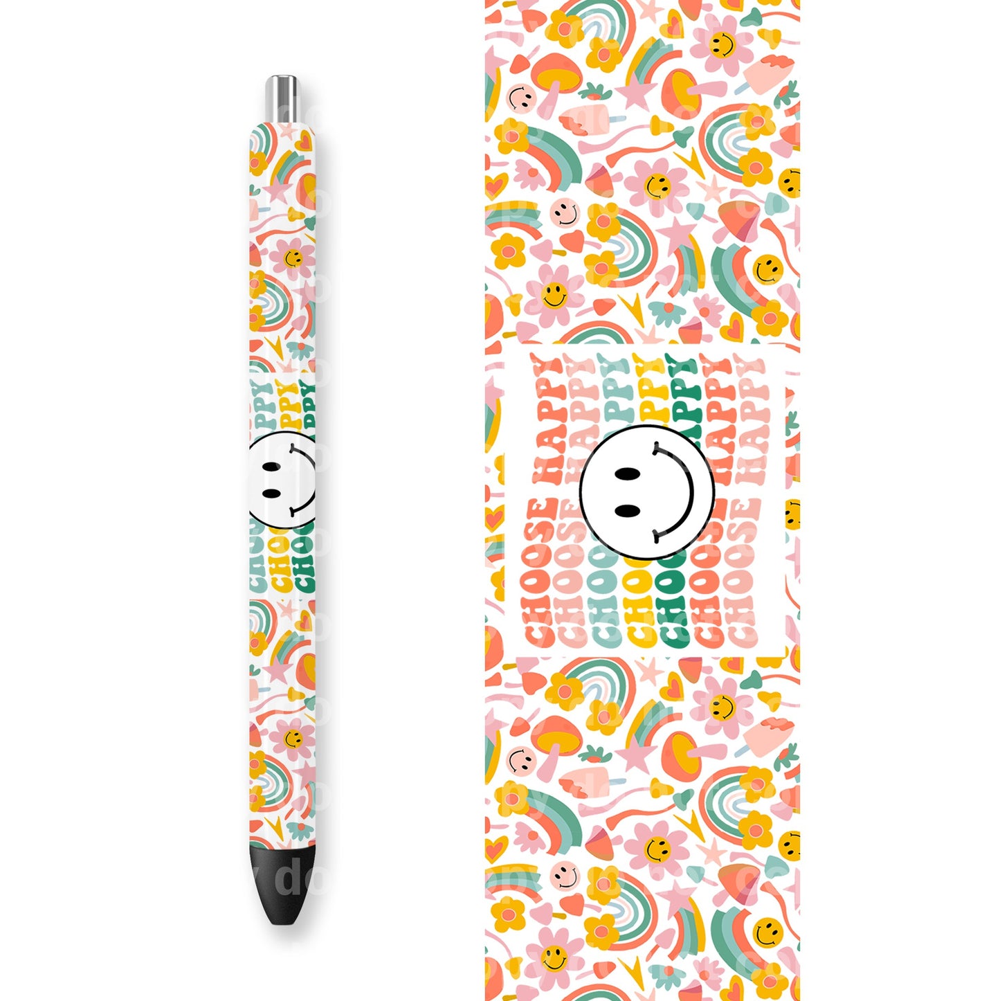 Choose Happy Smiley Face 16oz Cup Wrap and Pen Wrap