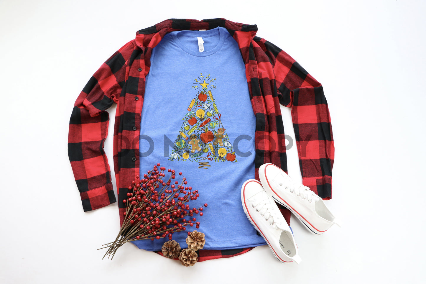 Teacher school supply Christmas tree HIGH HEAT Full color Screen Print transfer