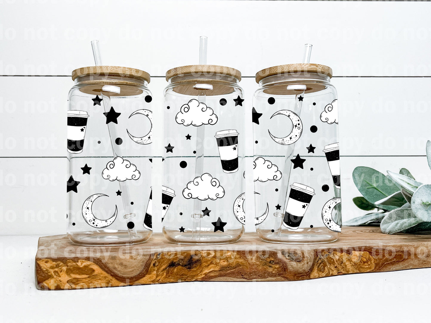 Coffee Moon And Clouds 16oz Cup Wrap