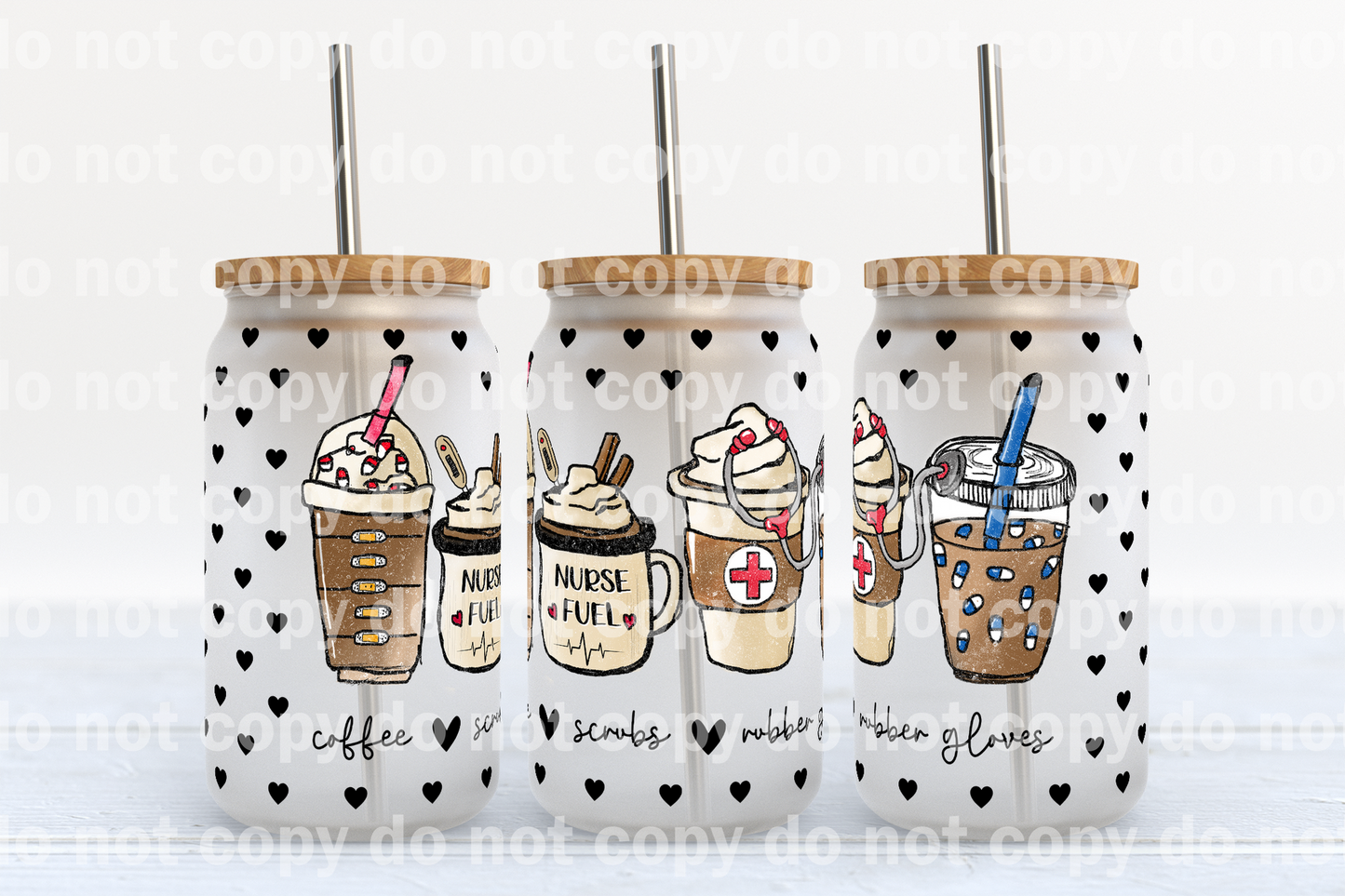 Nurse fuel Coffee Scrubs Rubber Gloves 16oz Cup Wrap