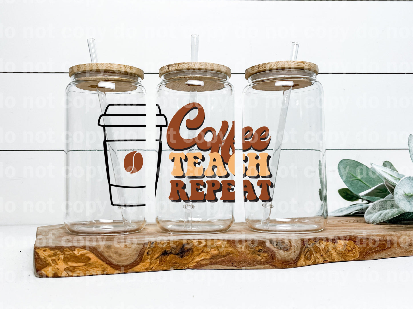 Coffee Teach Repeat Decal 5 x 3