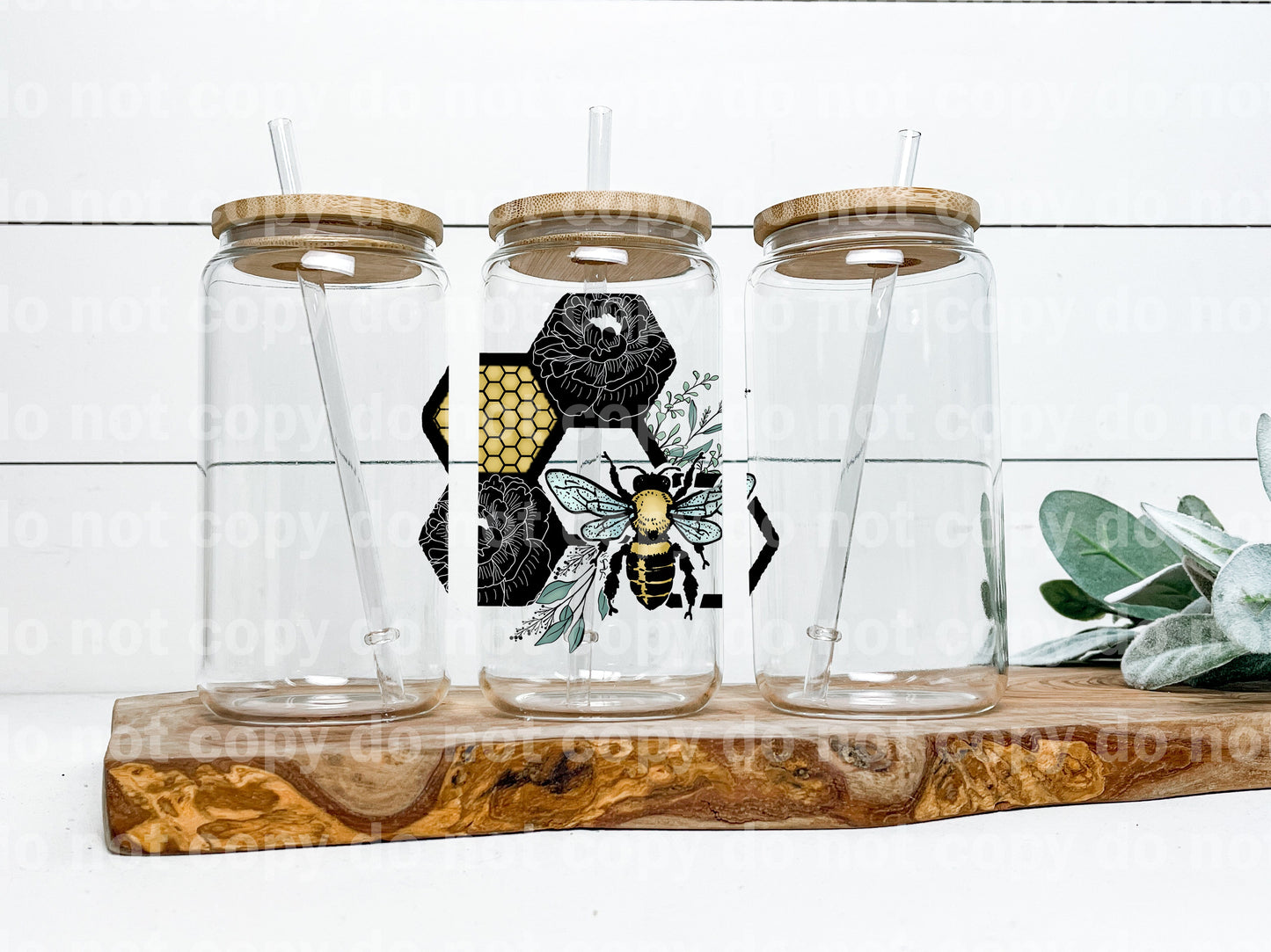 Floral Bee Hive honey comb Decal 3.5 x 3.5