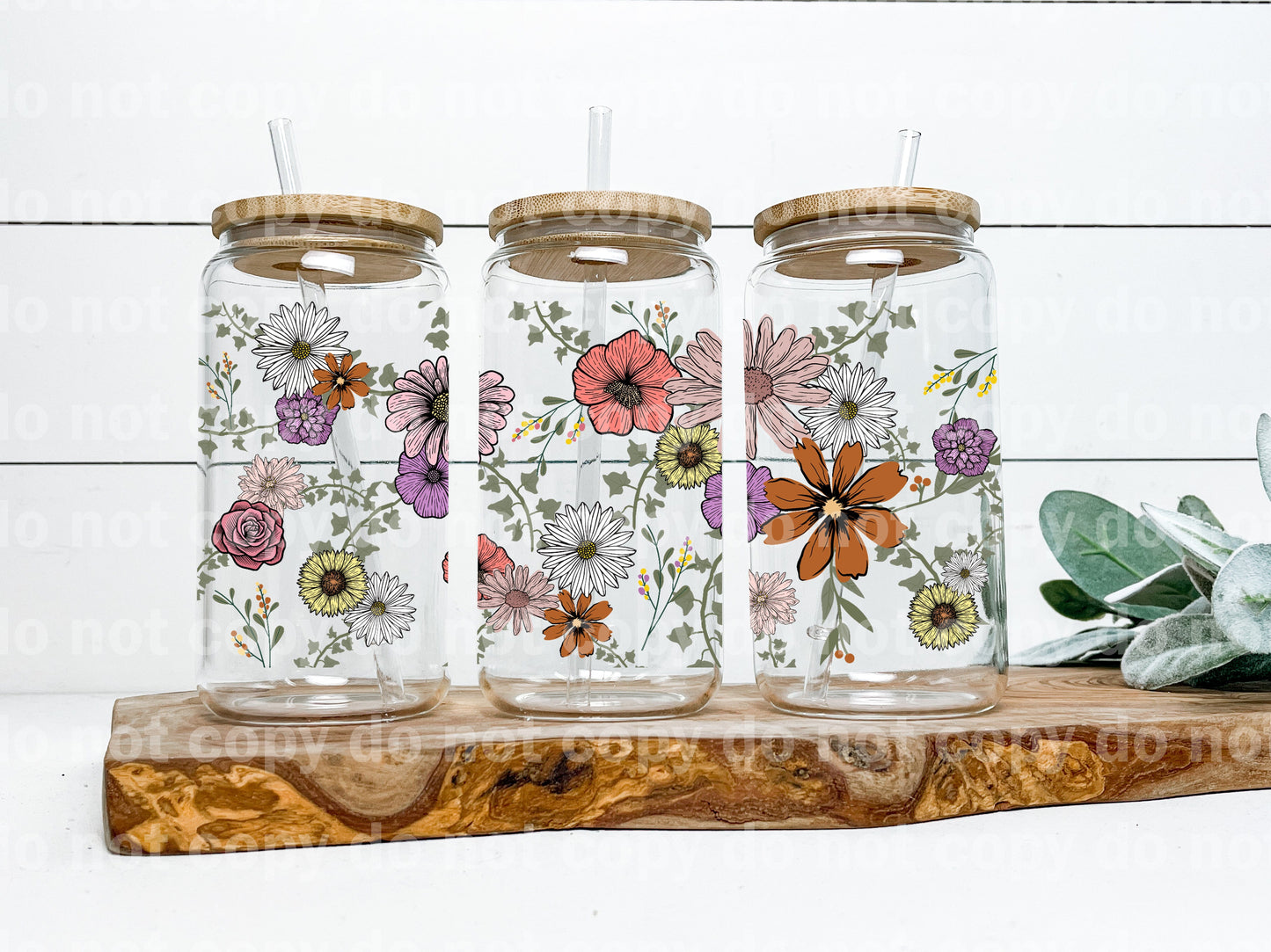 Envoltura de taza de 16 oz de flores de colores