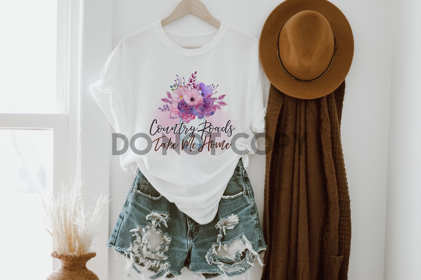 Country Roads Take Me Home Mason Jar Brown Sublimation print