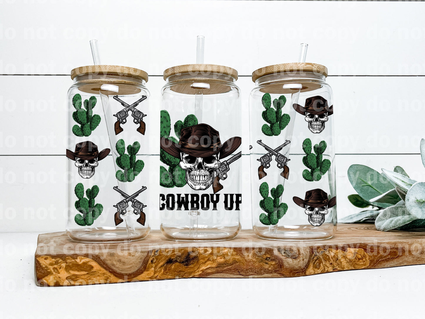 Cowboy Up Skellie 16oz Cup Wrap