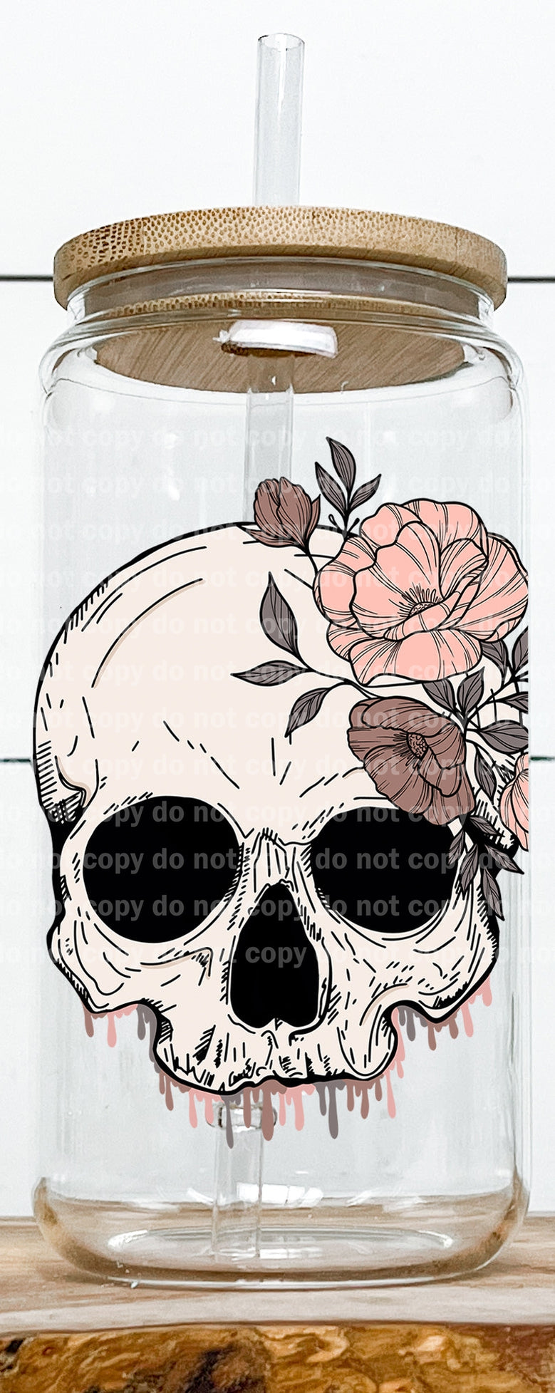 Drippy Skellie Floral Decal 3 x 3.6