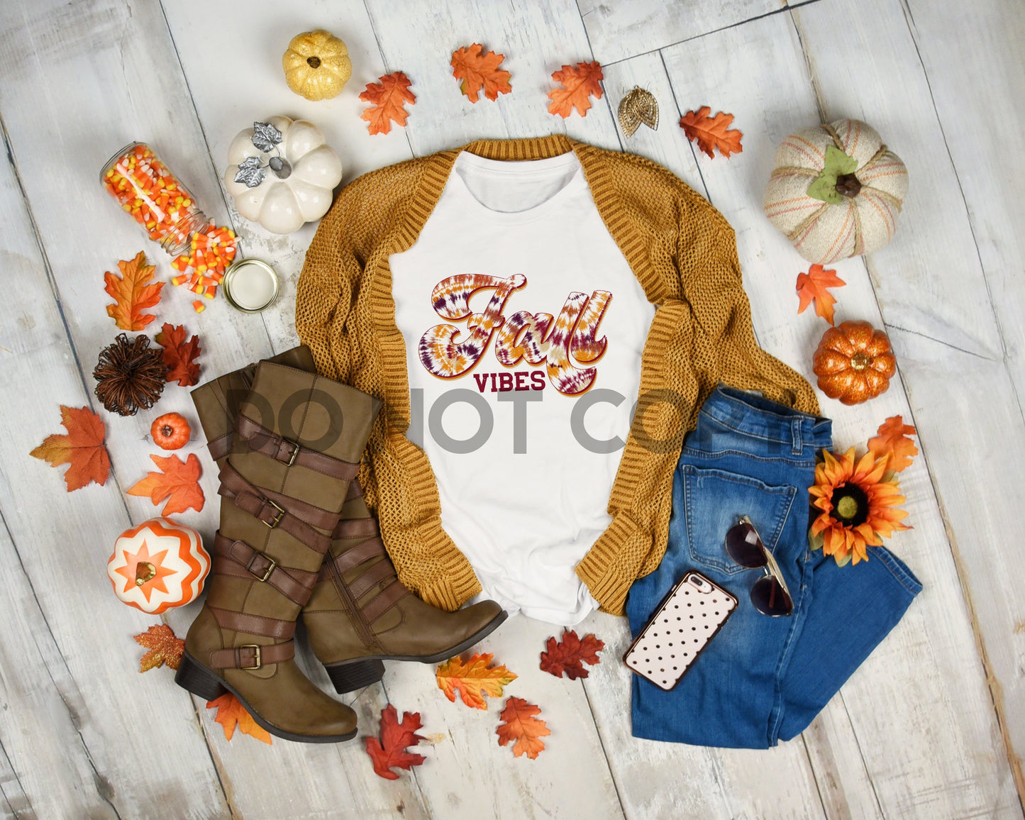 Fall Vibes Vintage Tie Dye Sublimation print