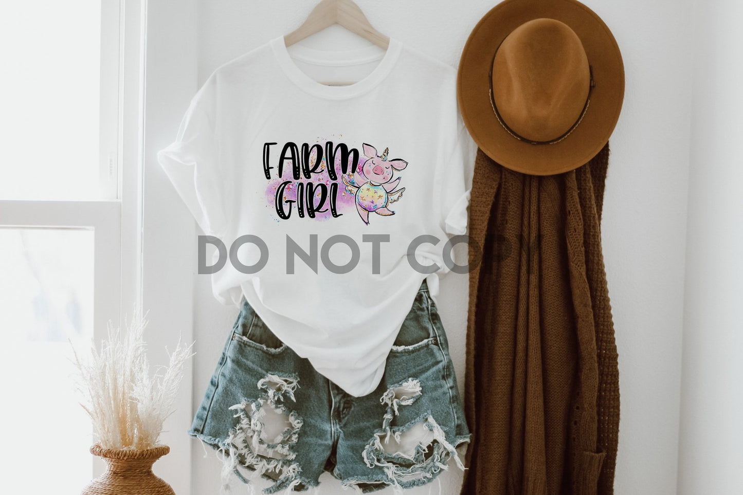 Farm Girl Unicorn Pig Sublimation print