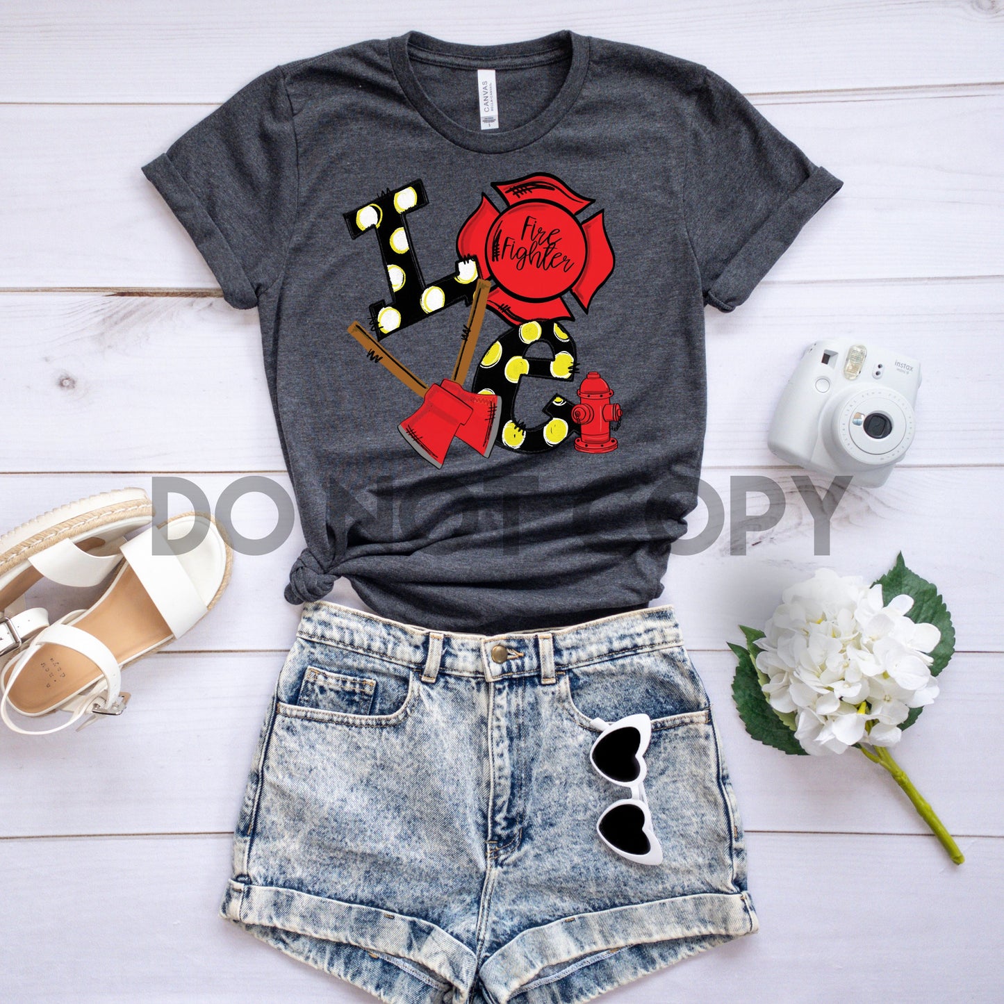 Love Firefighter HIGH HEAT Full color Screen Print transfer