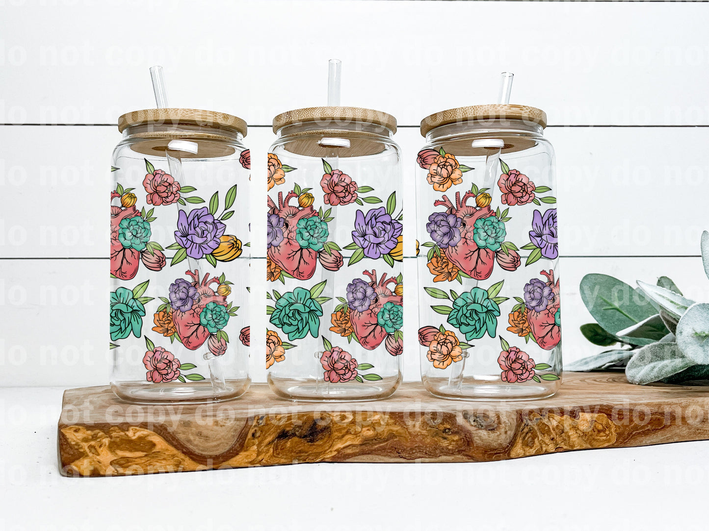 Floral Human Heart 16oz Cup Wrap