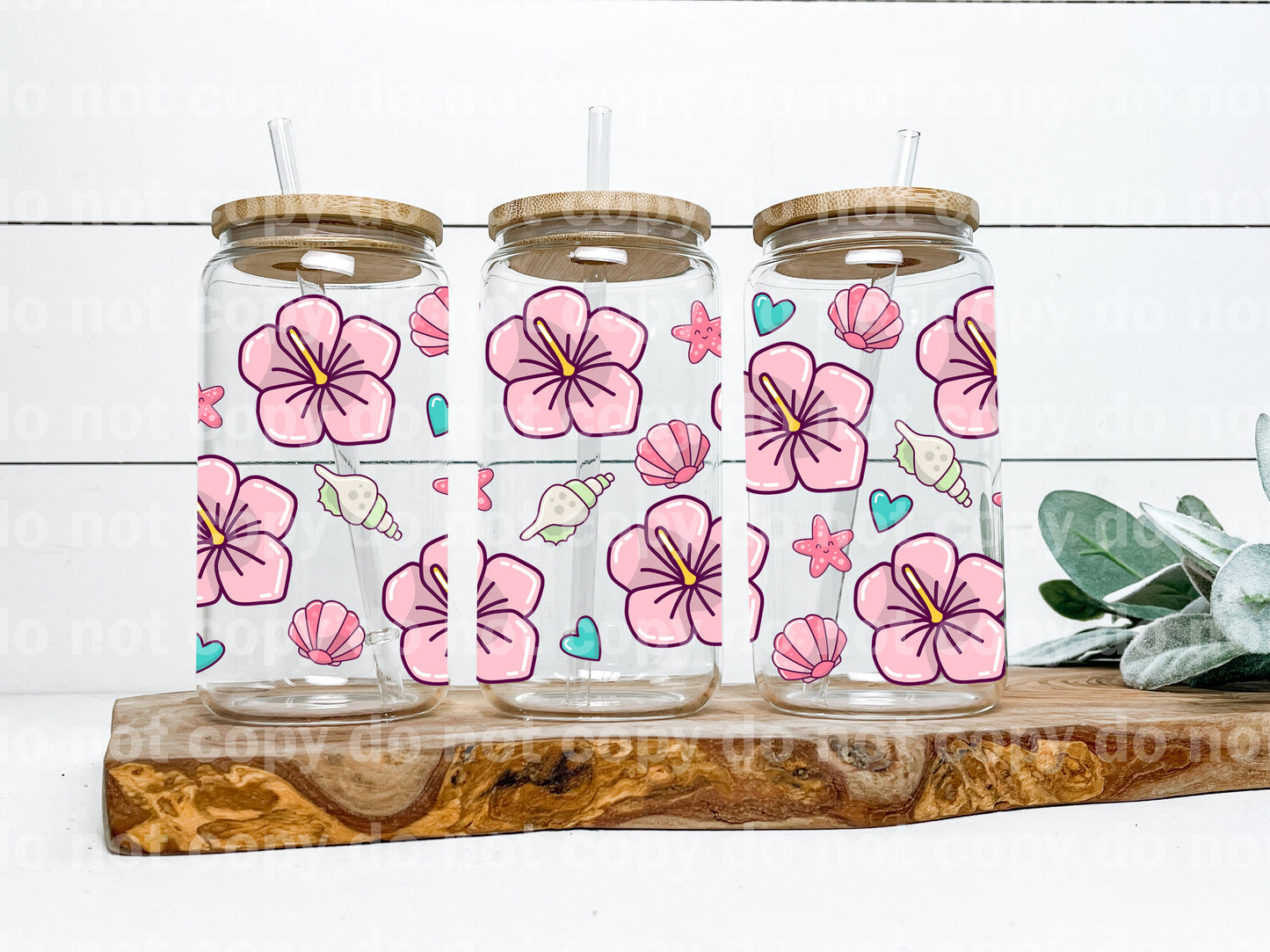 Flowers And Seashells 16oz Cup Wrap
