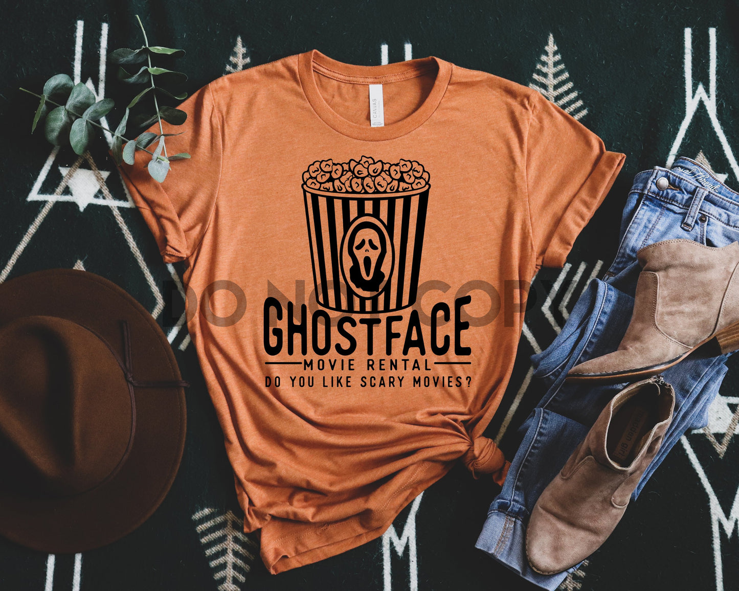 Alquiler de películas Ghost Face 1 ¿Te gustan las películas de miedo? TINTA NEGRA un color Transfer serigrafiado