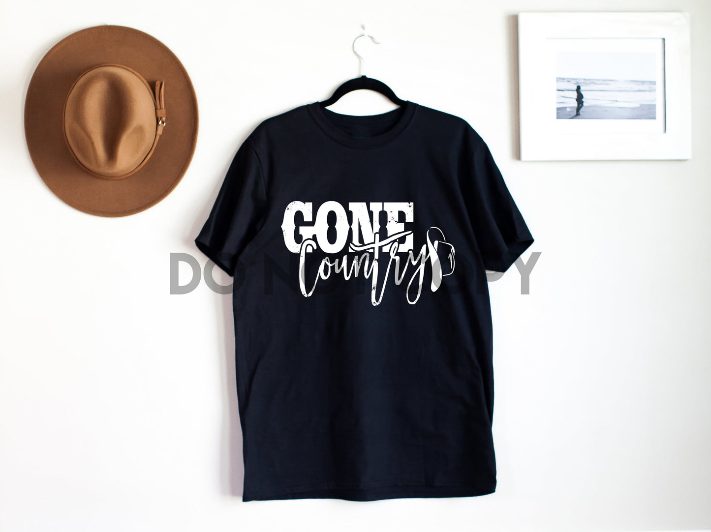 Gone Country TINTA NEGRA y TINTA BLANCA un color Transferencia de serigrafía