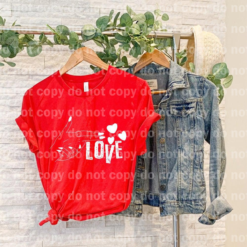 Hand Gun Love WHITE INK one color Screen print transfer