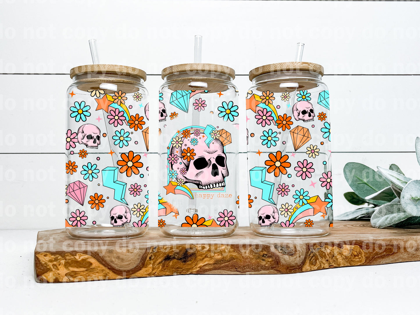 Happy Daze Skull 16oz Cup Wrap